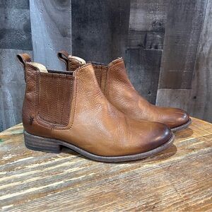 Frye Tan Leather Ankle Boots